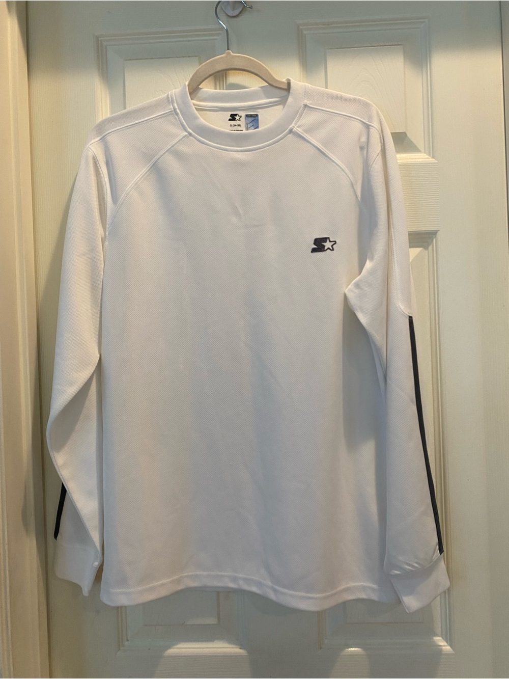 STARTER White Long-Sleeve Athletic Pullover with Black Logo